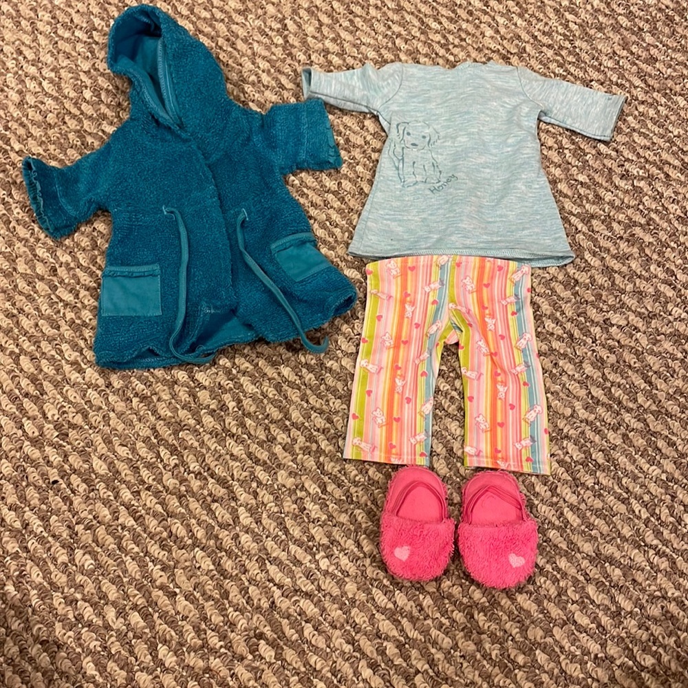 American Girl Doll Puppy Pajama Set With Robe